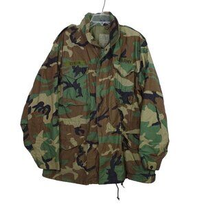 Vtg Alpha Industries US Army Camouflage Cold Weather Field Coat Men Size L LONG